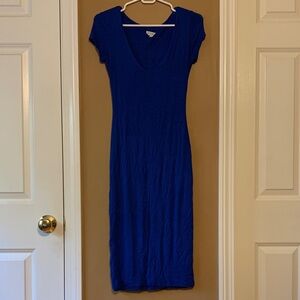Blue V-Neck Women's Dress